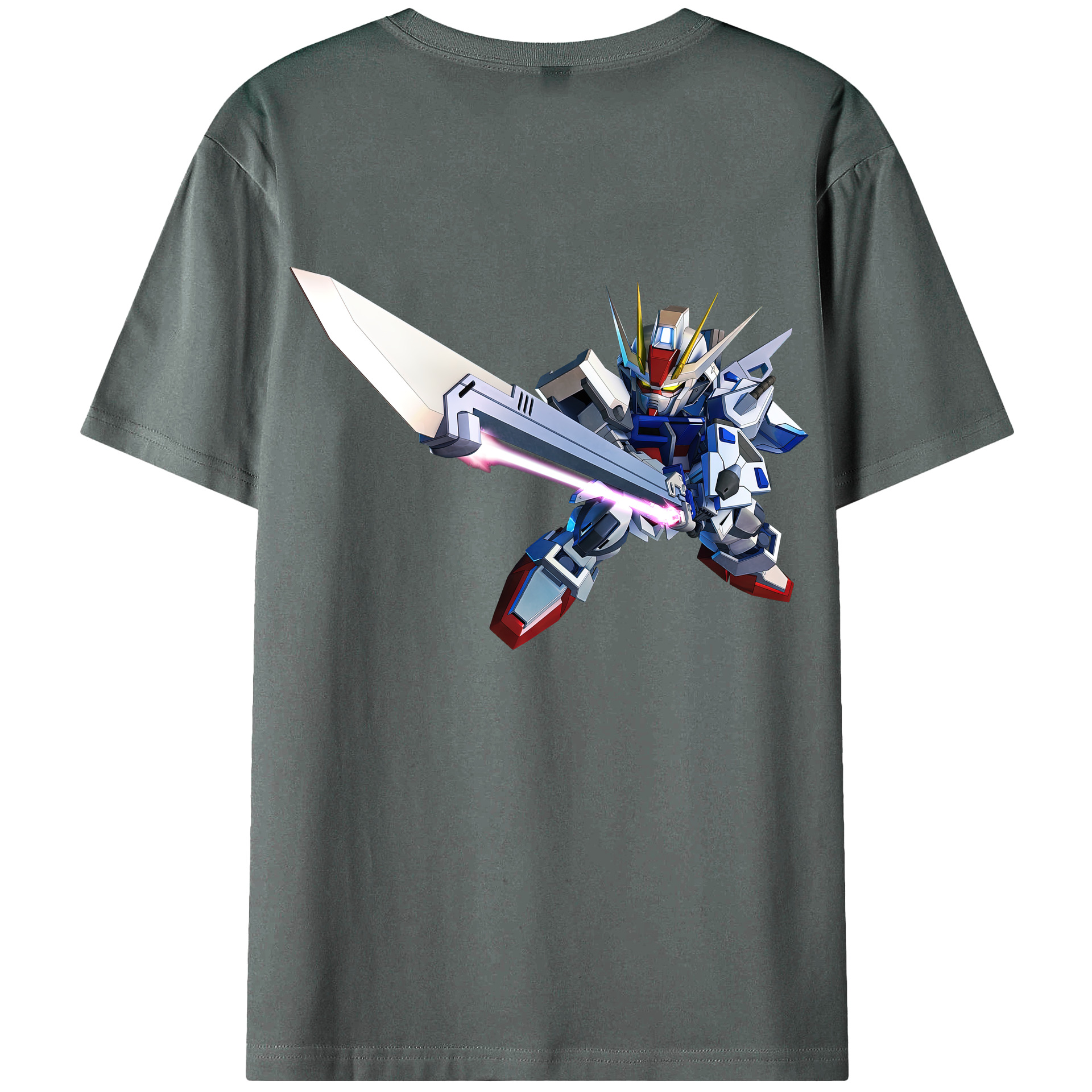 （画像用） 機動戦士ガンダム Mobile Suit Gundam 綿100％ メンズ半袖Tシャツ（バックプリント） 通気性